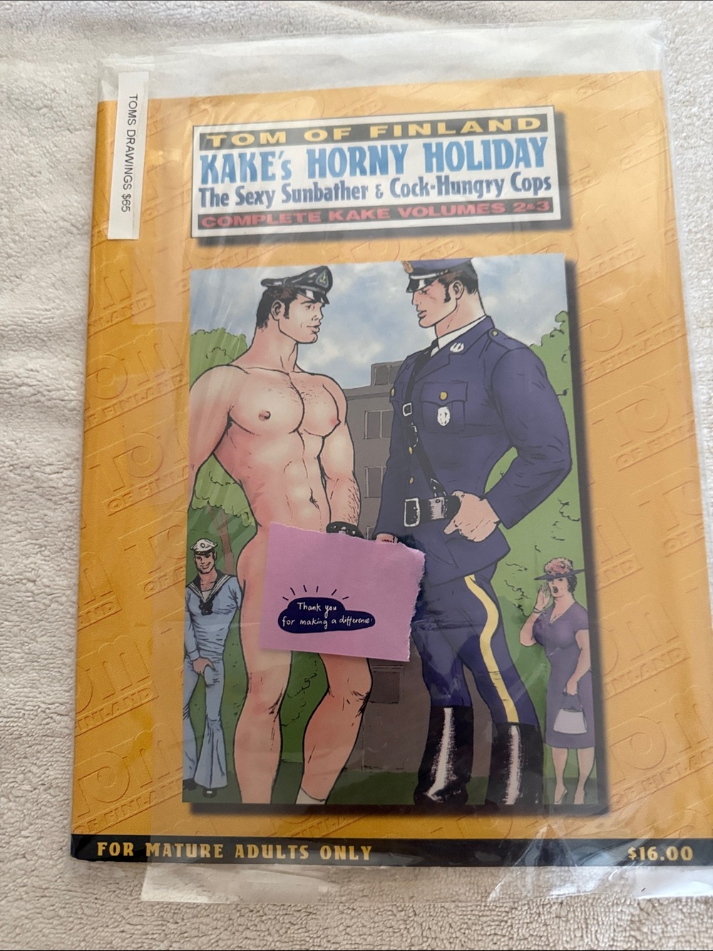 Tom of Finland Kake's Horny Holiday Graphic Art Book - Yellow & Blue Cover